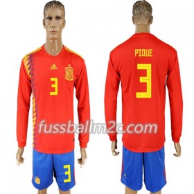 Fußballtrikots Spanien Pique 3 Heim Trikotsatz WM 2018 Langarm